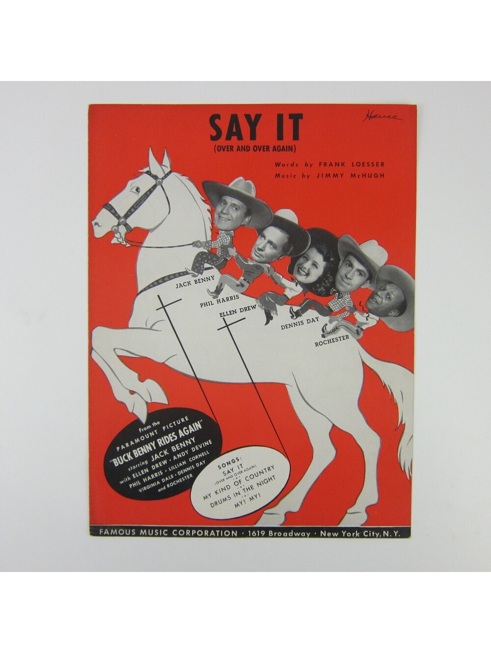 Sheet Music Say It Buck Benny Rides Again Jack Benny Ellen Drew Vintage 1946